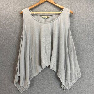 Chalet et Ceci Womens Sleeveless Asymmetric Hem Top Gray Cotton Blend Size Large